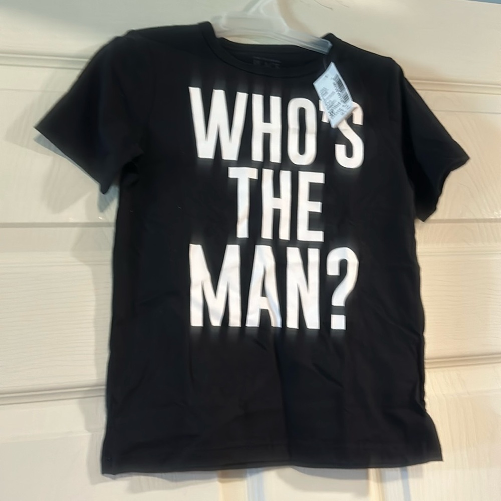 CHILDREN’S PLACE: “WHO’S THE MAN?” Graphic tee: BLACK: NEW WITH TAGS: SIZE 4T